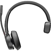 Poly - Voyager 4310 UC Wireless Headset + Charge Stand (Plantronics) - Single-Ear Headset w/Mic - Connect to PC/Mac via USB-A Bluetooth Adapter, Cell Phone via Bluetooth -Works with Teams, Zoom &amp;More
