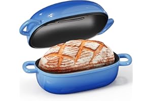 Cast Iron Dutch Bread Oven - 2.5QT Dutch Oven for Sourdough Bread Baking, Cast Iron Bread Loaf Pan with Lid, Easy Homemade So