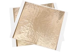 Imitation Gold Foil Sheets - KINNO Champagne Gold Leaf Paper 100 Sheets 5.1 by 5.3 Inches for Paintings, Handcrafts, Picture Frames, Sculpture, Furniture, Arts Decoration, Gilding, Nails, and Wall