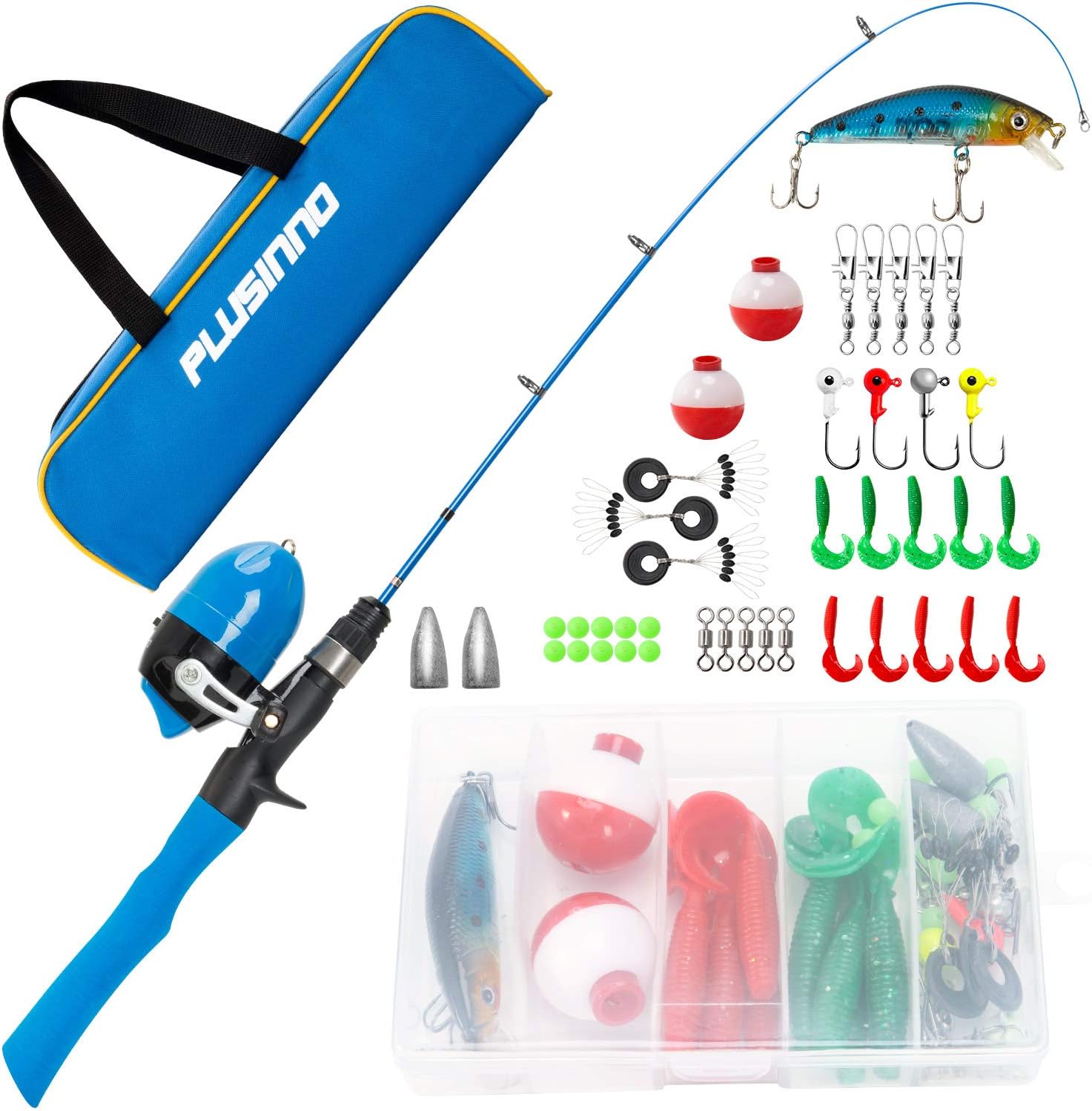 Kids Fishing Pole, Telescopic Fishing Rod and Reel Combos with Spincast