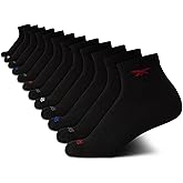 Reebok Boys Quarter Socks - 12 Pack Stretch Performance Quarter Cut Arch Support Cushioned Athletic Socks for Boys