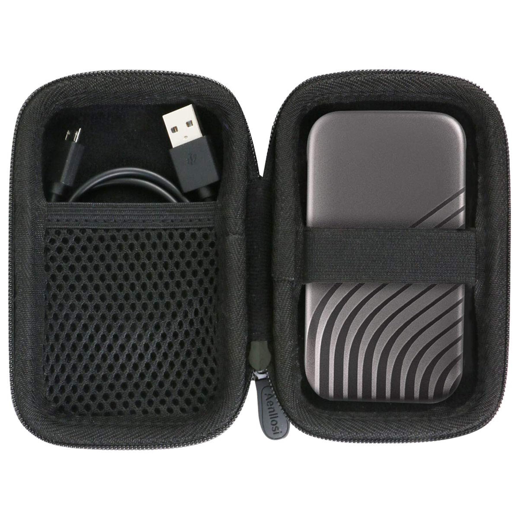 Hard Storage Case for WD My Passport Portable SSD 1TB 2TB 4TB 500GB by Aenllosi (Black,only case)