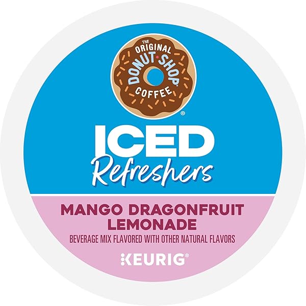THE ORIGINAL DONUT SHOP ICED REFRESHERS, MANGO DRAGONFRUIT LEMONADE FLAVOR, KEURIG SINGLE SERVE K-CUP PODS, 20 COUNT