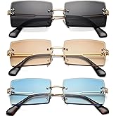 Rectangle Sunglasses for Men/Women Small Rimless Square Shade Eyewear