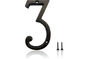 HOMUS 5.5 Inch House Numbers, Cast Iron House Numbers for Outside, Address Numbers for Houses, Farmhouse, Garage, Shop, Offices, Hotel, NUMBER 3