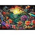 HUADADA Jigsaw Puzzles for Adults 1000 Piece Jigsaw Puzzles for Adults Challenging Game Puzzles with Letters on Back （Flowers and Birds）