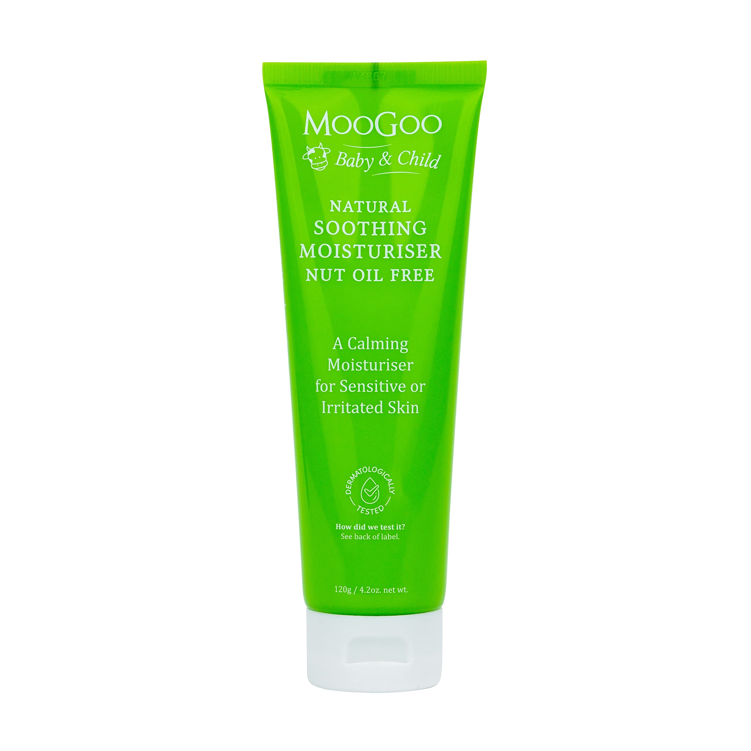 MooGoo Baby Soothing Moisturiser Nut Oil Free - Gentle & Hypoallergenic with 10% MSM for Sensitive, Irritated & Delicate Skin, Paediatrician Approved, for All Ages, 120g / 4.2 oz.