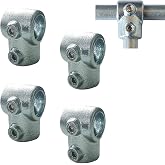 LONG TAO 4PCS 3/4" Galvanized Pipe Fittings Single Socket Tee Connector | Three Socket 90&deg; Tees for DIY Structure &amp; Frames Structural Tube Fitting Rail Connector for Butt Joint Pipes Industrial Style
