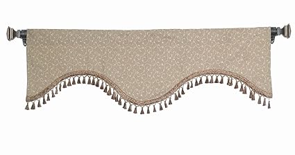 Deco Window Valance 49-17 Scalloped Indian Shawl Beige- 1 piece