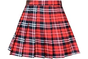 SCKTOO Womens Girl High Waisted Pleated Tennis Skirt School A-Line Skater Skirts with Lining Shorts