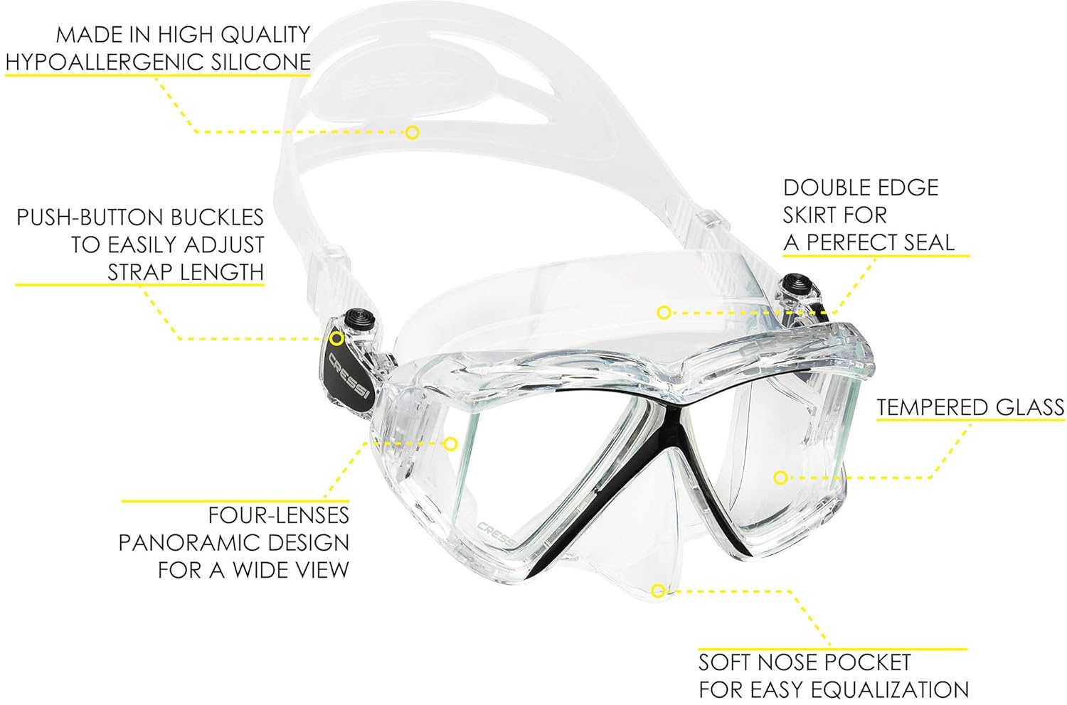 Cressi Panoramic 4 Window Dive Mask