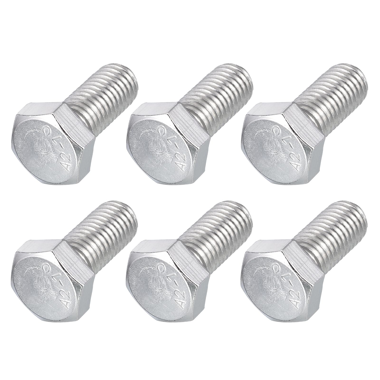 METALLIXITY Hex Bolts (M12-1.75x25mm) 6Pcs, 304 Stainless Steel Coarse Fully Threaded Hex Head Screw Bolt Machine Screws - for Furniture Repair, Silver