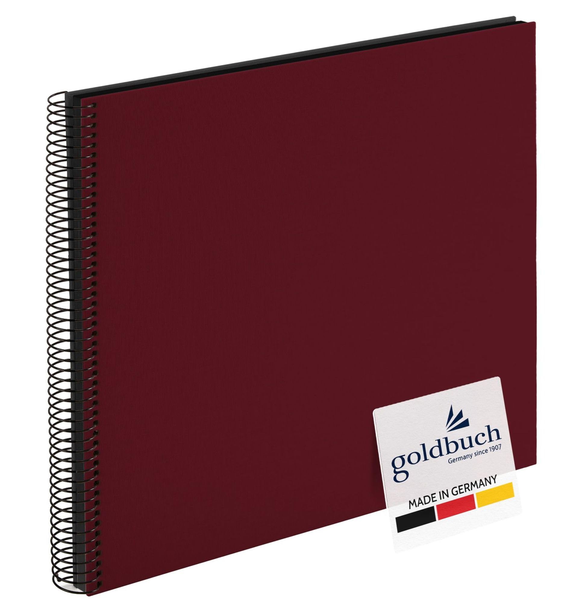 goldbuch Bella Vista 25 994 Spiral Photo Album 35 x 30 x 1.5 cm - Spiral Diameter 2.8 cm, Photo Album with 40 Black Pages, Linen Memory Album, Photo Book for Pictures to Stick, Bordeaux