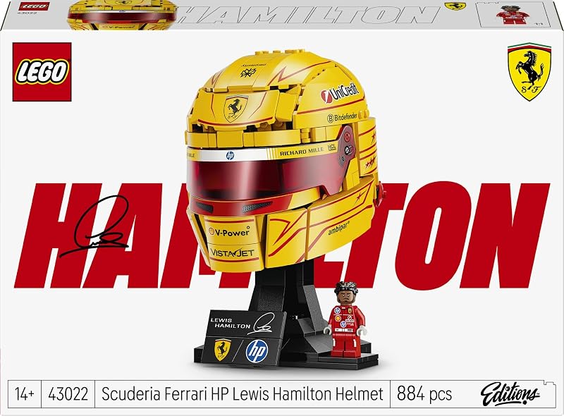 Editions Scuderia Ferrari HP Casque de Lewis Hamilton - Produit F1 - Maquette avec Minifigurine Collector - Décoration Intérieure - Cadeau pour Garçon dès 14 Ans et Adulte Fan d'Automobile 43022