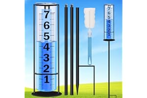 RYOEIKT Rain Gauge Outdoor Upgraded, Accurate Freeze Proof Thickened Rain Gauges Outdoors Best Rated, Large Clear Numbers and Adjustable Height Rain Measuring Tool for Garden, Yard, Lawn, Patio, and Farm Use