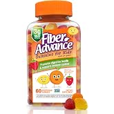 Fiber Advance Gummies for Kids | 100% Plant Based Fiber Supplements for Digestive Health | Prebiotic Fiber Gummies | Vitamins for Kids | Gluten Free, Vegetarian, &amp; Non-GMO, 60 Count
