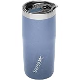 EcoVessel METRO Vacuum Stainless Steel Tumbler Cup, Insulated Water Bottle, Travel Coffee Mug with Slider Lid and Non Slip Base Iced Coffee Cup - 16 oz (Thunder Struck)