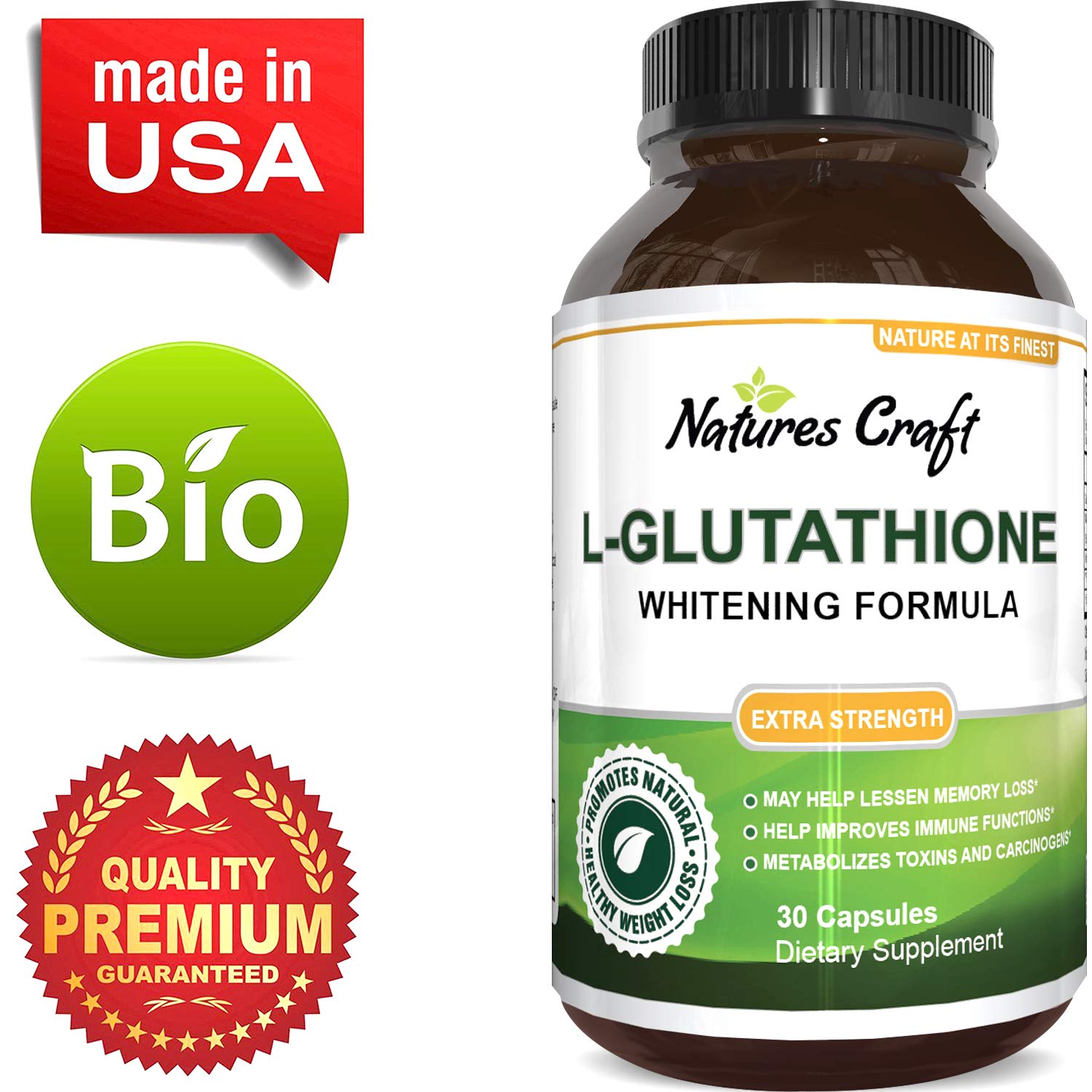 Pure Glutathione + Milk Thistle Extract Supplement Potent Antioxidant
