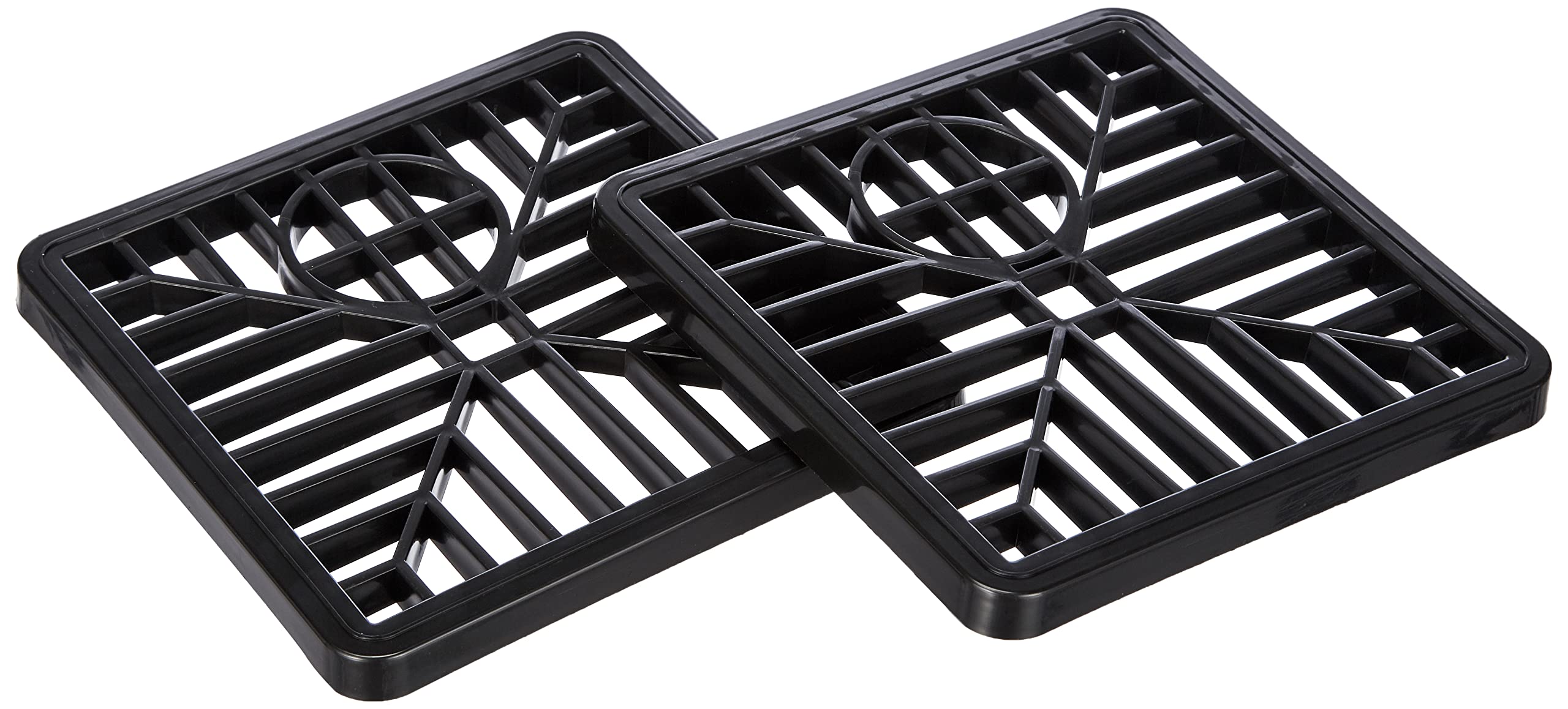 Merriway BH05743 (2 Pcs) Plastic Gulley Grid, 150mm (6 Inch) Square Black - Pack of 2 Pieces