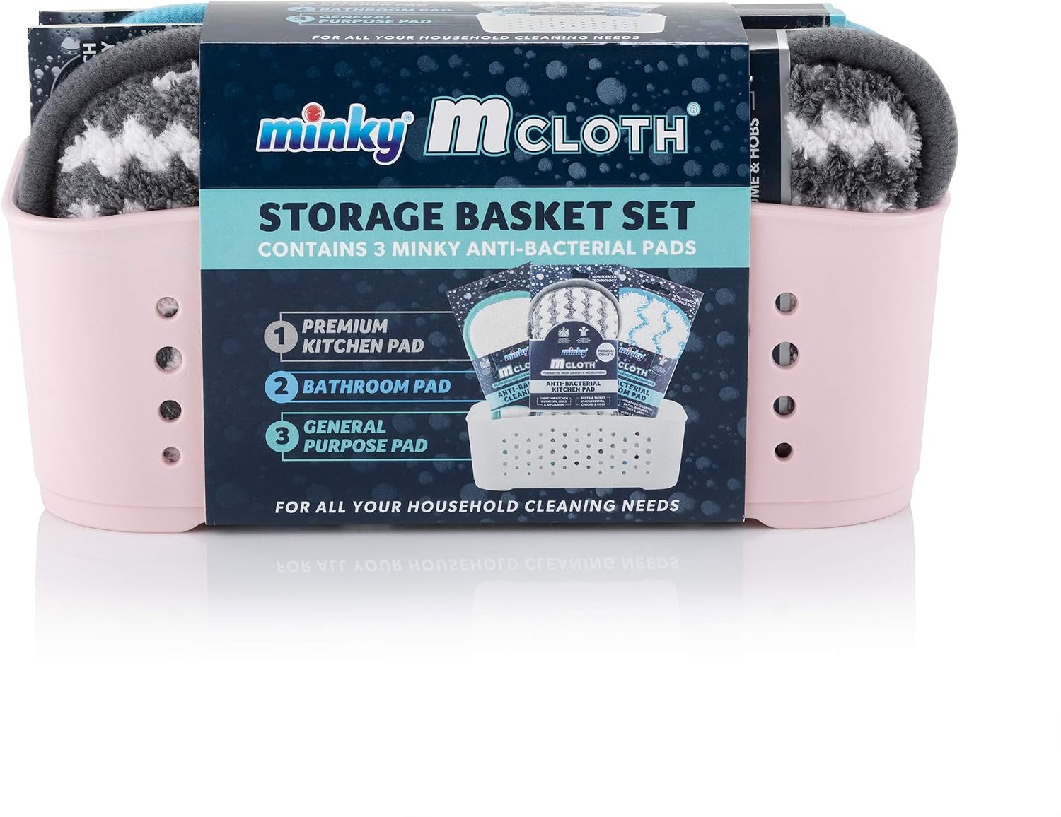 Minky Pink M Cloth Storage Basket Set, 3.15 x 8.07 x 4.13 cm