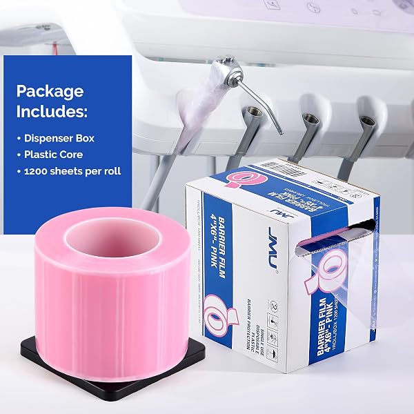 JMU BARRIER FILM 6 ROLLS, BARRIER FILM TATTOO PINK BARRIER TAPE FOR DENTAL MEDICAL TATTOO, 4 X 6 INCH