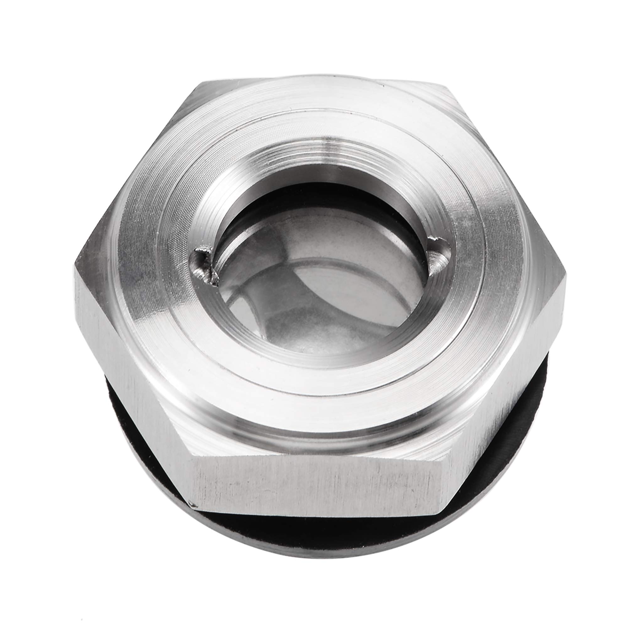 sourcing map Oil Liquid Level Gauge Sight Glass M18x1.5mm Male Threaded 304 Stainless Steel Air Compressor Fittings with Gasket, Silver Tone