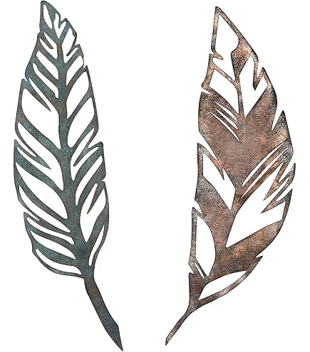 Rustic Metal Feathers Wall Art - 12x20 Inches, Southwest Boho Decor For Living Room, Bedroom, Office 8 thumbnail image