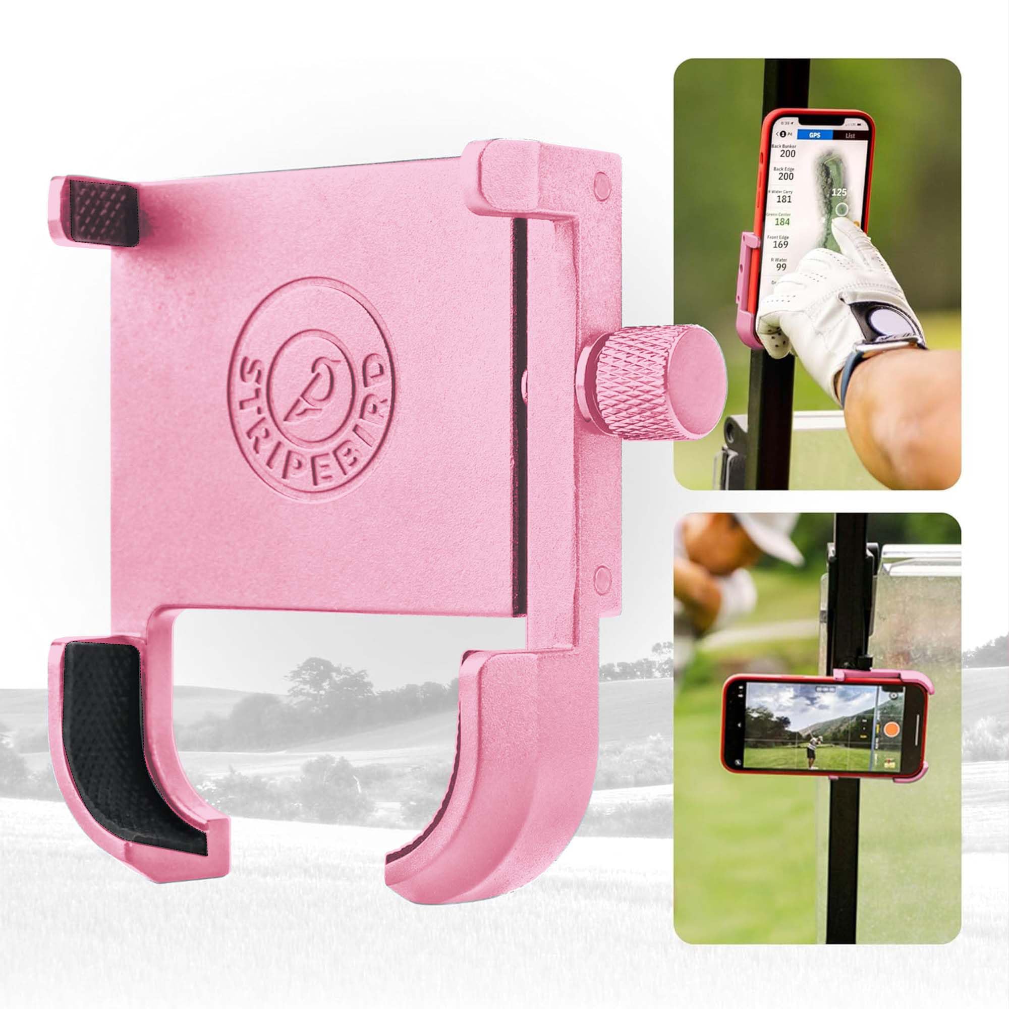 Photo 1 of Stripebird - Original Magnetic Golf Cart Phone Holder (Pink) - Cell Phone Holder Golf Cart with Neodymium N52 Magnets - Golf Caddy - Golf Cart Phone Mount for iPhone, Samsung & Others