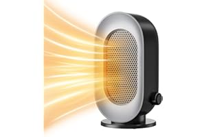 GINESBE Portable Space Heater for Indoor Use, Small Electric Heater with 3 Modes, Fast Heating, Quiet Operation, Energy Efficiency, Overheat & Tip-Over Protection(Grey Black)