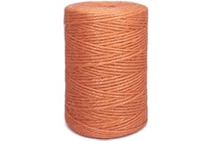 LEECOGO Colored Jute Twine 328 Feet Durable Natural Jute Rope String Perfect for Arts Crafts Mason Jars Knife Handle Wrapping Wedding Decorations Home Gardening Packing String for Gifts Presents,Orange