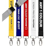 100x Personalized Lanyard by Lanyards Tomorrow | Flat Polyester 1 Colour Screen Print Design Your OWN Customized Neck Straps ADD Logo and Text - with Breakaway and Metal Clip (20mm (2cm) Width)
