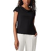 Kasper Womens Cap Sleeve, Cowl-Neck Jersey Top