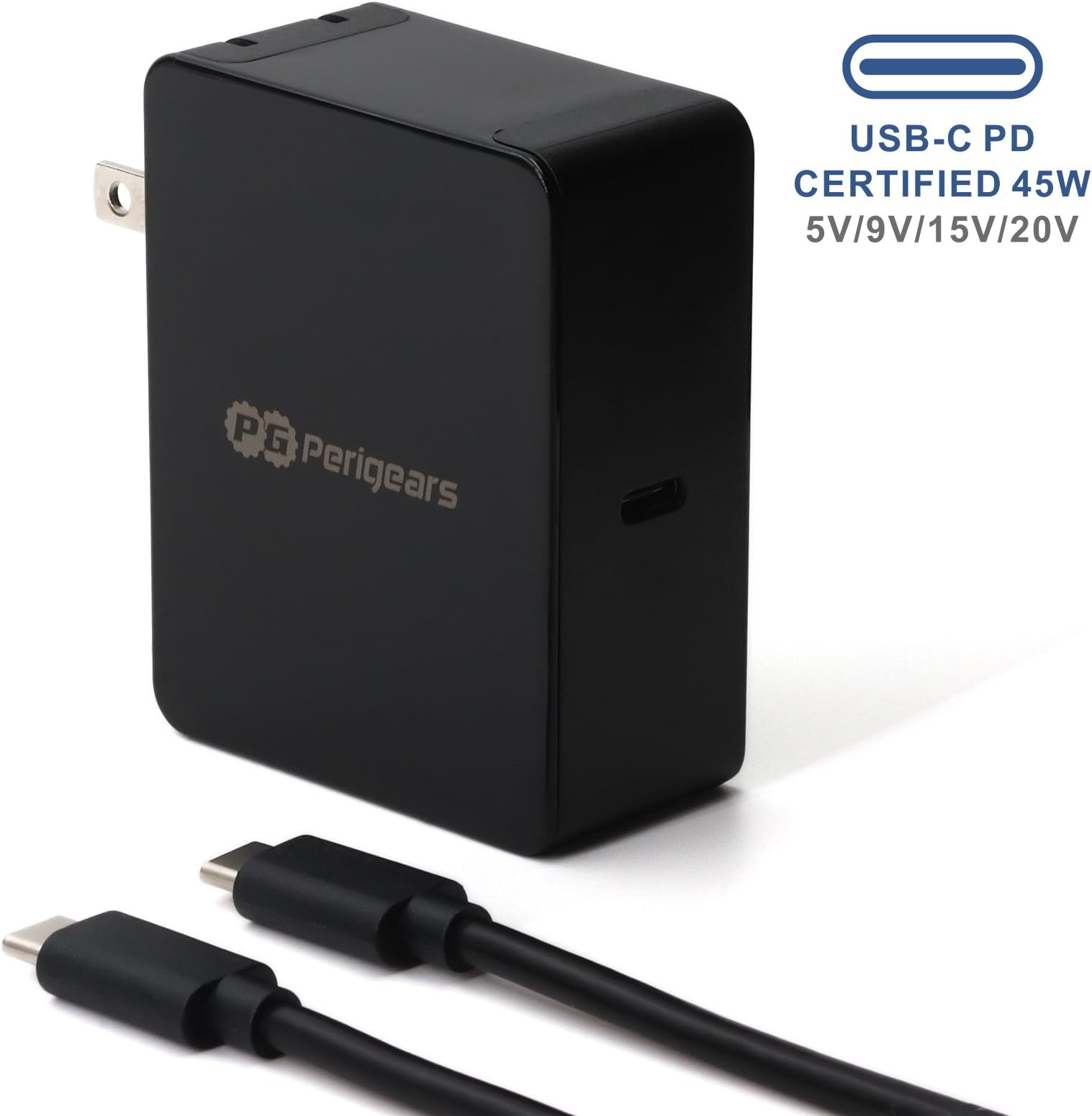 USB C PD Charger, [Certified 45W, ETL Listed, Foldable Prongs, 6ft Cable] for MacBook/Pro, Nintendo Switch, Dell XPS/Inspiron, HP Spectre, ZenBook, Google Pixelbook, Pixel/2/XL, Samsung S8/Note 8