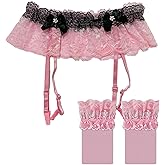 HAVBX Mens Sissy Lingerie Outfits Lace Panties Underwear With 4 Garter Belt For Cross-dressers