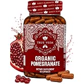 USDA Organic PomegranateExtract Capsules, Ellagic Acid &amp; Punicalagins, 60 | Pomegranate Supplement | Pomegranate Juice Alternative | Seeds &amp; Peel | 20:1 | 40% Polyphenols | 60 Capsules | True Veda