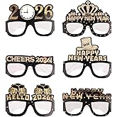 Goktvai 6pcs Happy New Year’s Eve Eyeglasses 2026, Black Gold Paper Party Eyeglasses 2026 Happy New Year Decorations for Spring Festival Party Favor Accessories (6 Styles)