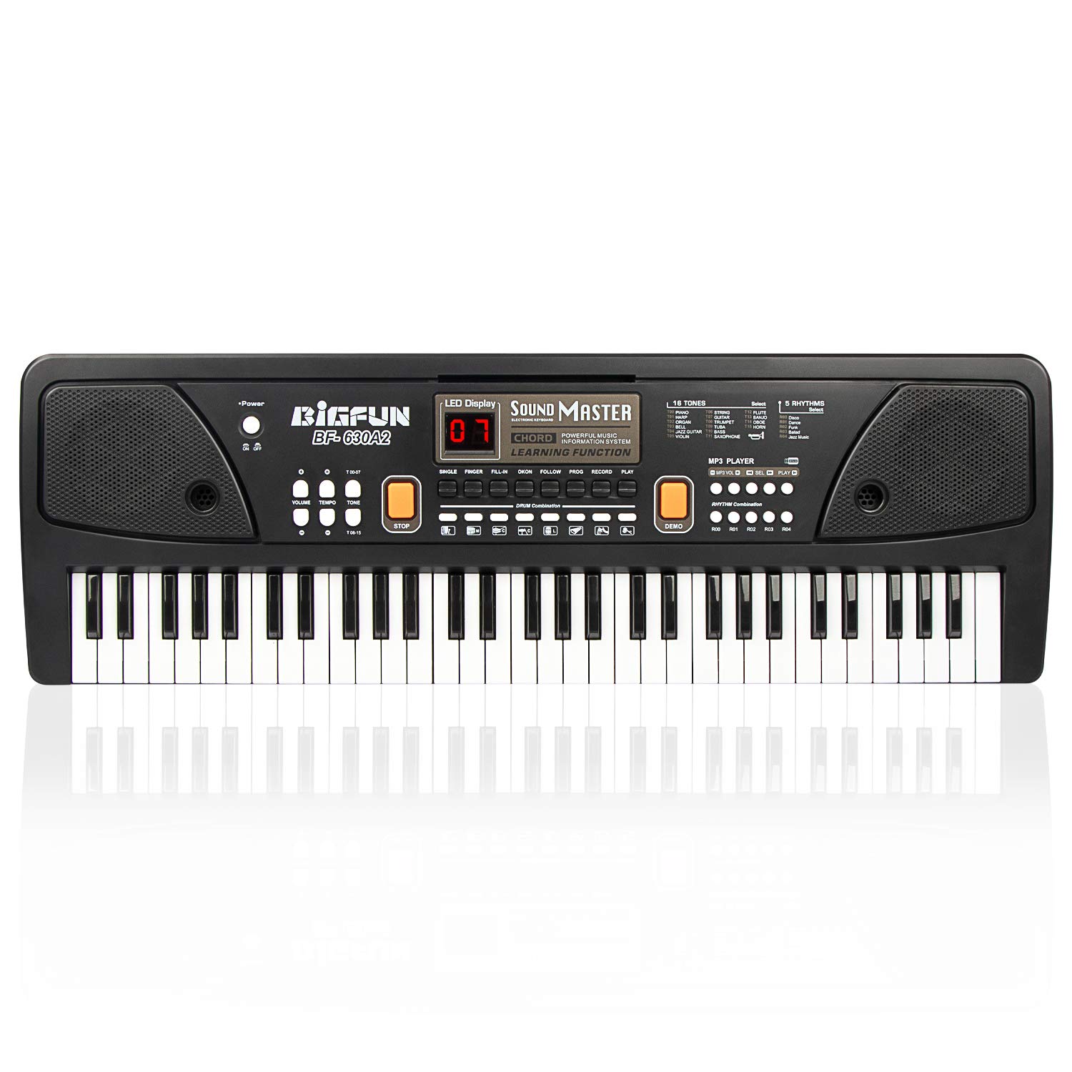 Digital Keyboard Piano for Kids & Beginners, 61 Keys Multifunction Electric Piano Keyboard with Microphone, Educational Instrument Musical Toy for 3-12 Years Old Boys Girls (Black)