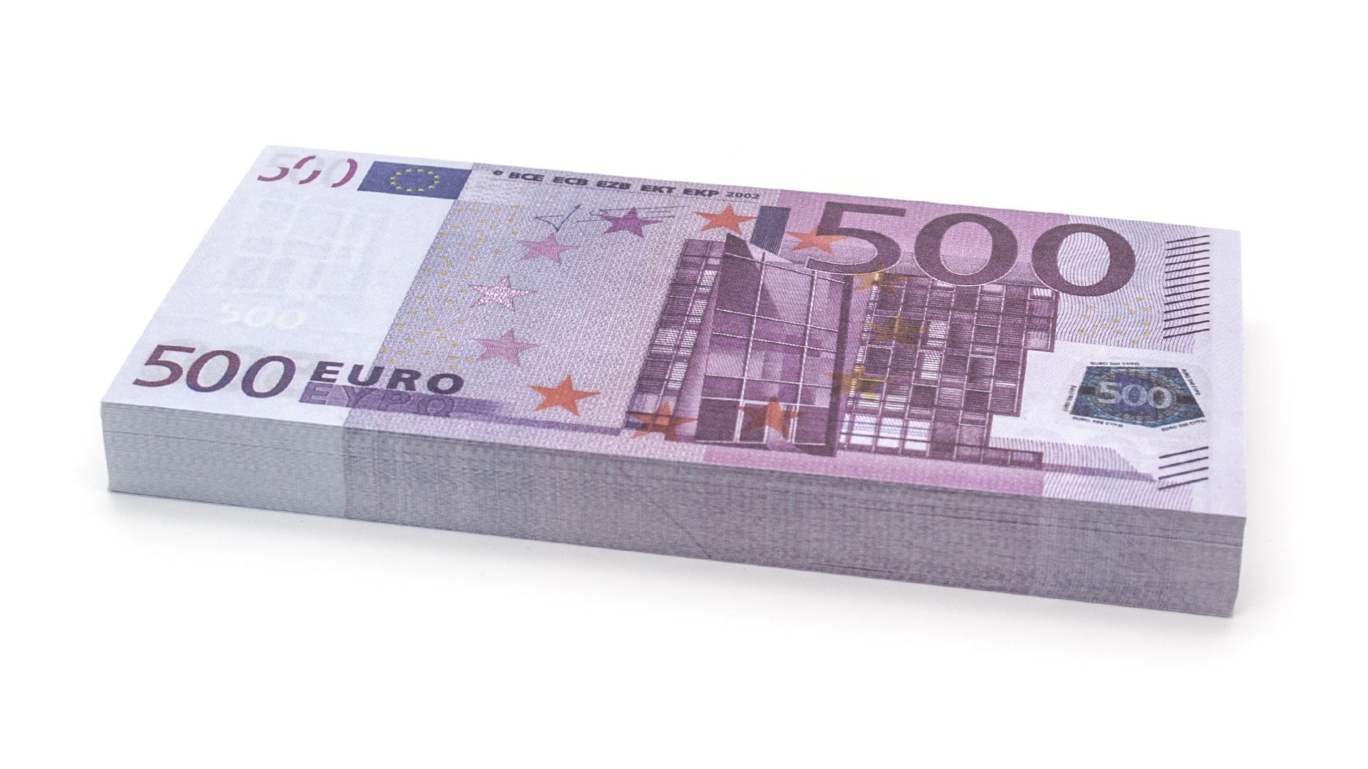 100 x €500 EURO Cashbricks® play money notes - size: 75%