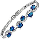 RIZILIA Tennis Bracelet & Oval Cut CZ [6 Colors available] in White Gold Plated, 7"
