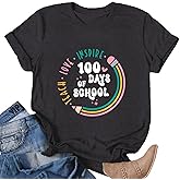100th Day of School Shirt for Women Teacher Graphic T-Shirt Funny Teach Short Sleeve Tee Tops