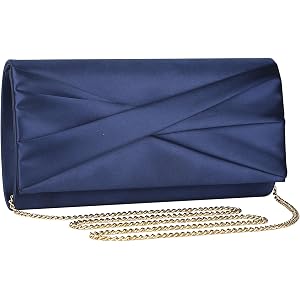 EZATEE Satin Evening Clutch Purse Bags Handbags for Women Formal Party | Small Pleated Dressy Elegant Clutch Purse Crossbody