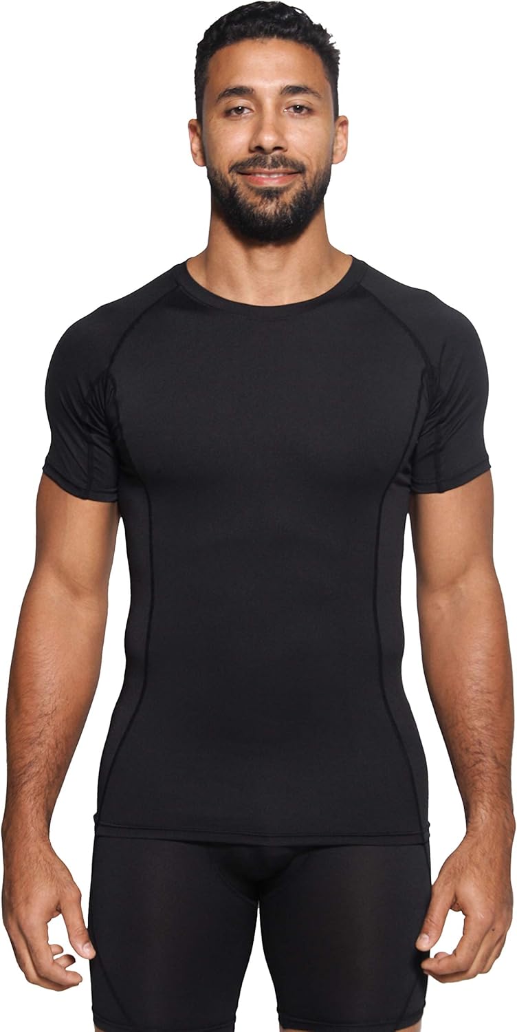 5 Pack: Men's Short Sleeve Compression Shirt Base Layer Undershirts Active Athletic Dry Fit Top at  Men’s Clothing store