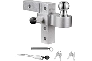 FULLHAUL Adjustable Trailer Hitch Ball Mount with Forged Aluminum Shank, Fits 2-Inch Receiver, 6" Drop/Rise Hitch, 2" Chrome Ball with Double Pin Key Locks, GTW of 7,500 lbs