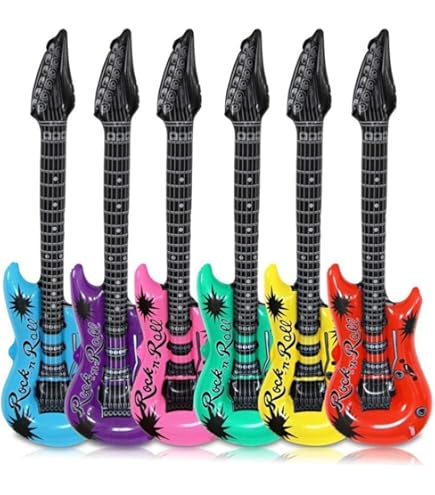 Surcotto Lot de 12 ballons gonflables pour guitare, saxophone, microphone, instruments de musique pour décoration de fête Surcotto Lot de 12 ballons gonflables pour guitare, saxophone, microphone, instruments de musique pour décoration de fête