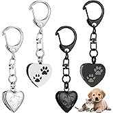 Tondiamo 4 Pcs Pet Urn Keychain for Dog Ashes Heart Shaped Dog Ashes Keychain Stainless Steel Pet Ashes Keepsake Paw Print Memorial Urn for Cat Puppy Loss of Sympathy Gifts Cremation Jewelry