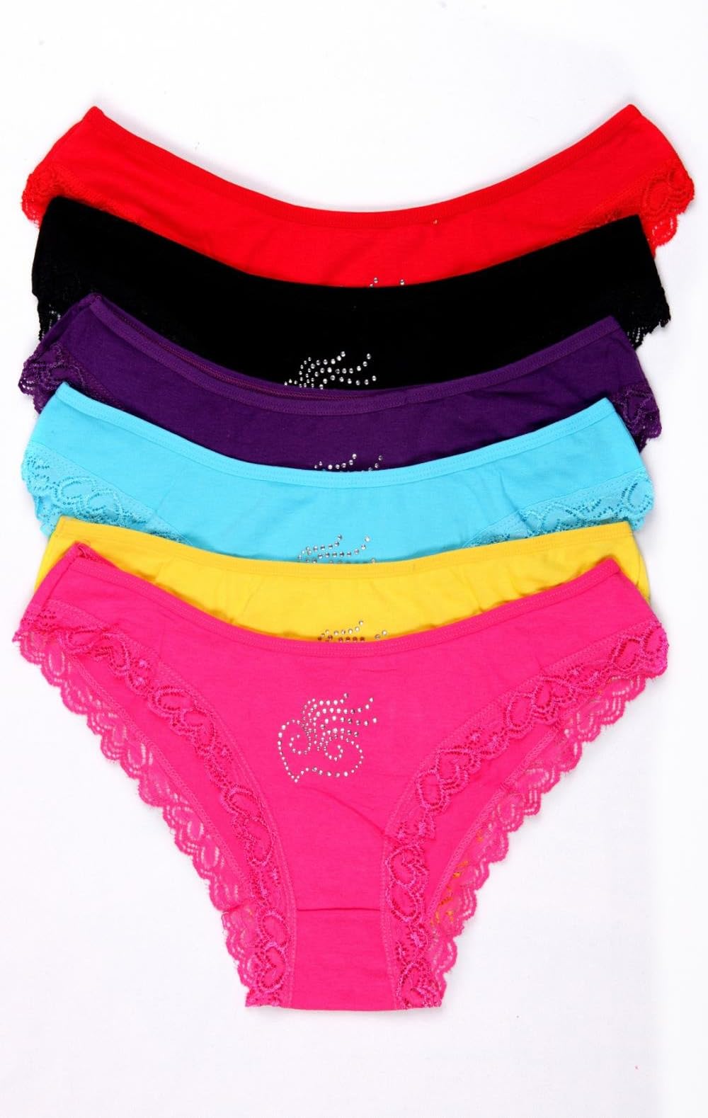 WebAisle Women's Bikini Style Panties Various Styles (Pack of 6)