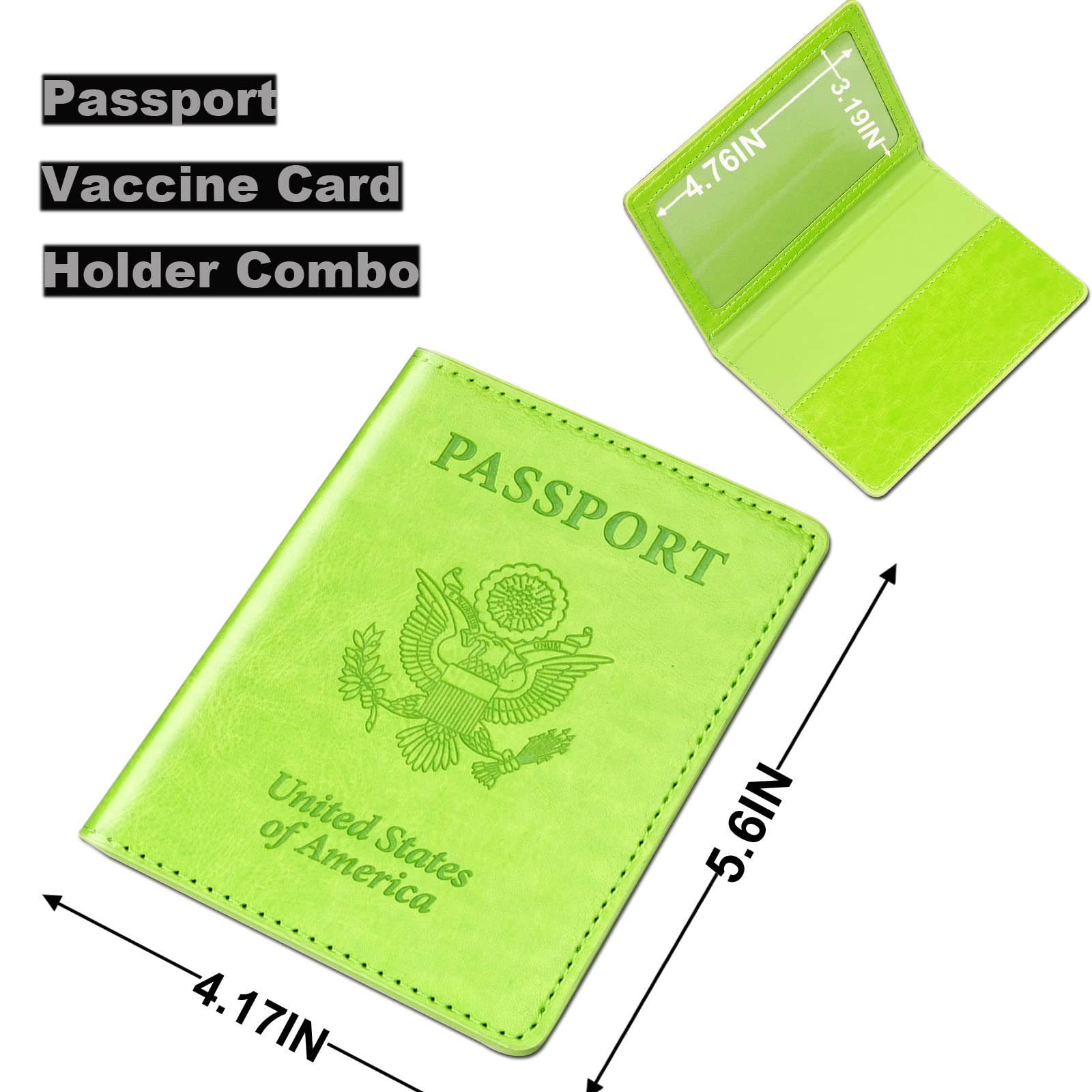 Herain Green & Orange Passport Holder, Cruise Essentials Passport Wallet Cover Case for Family Women Men, Travel Must Haves Passport Book Protector