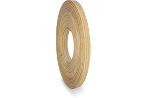 UNMAR Red Oak Wood Veneer Edge Banding 1/2 inch x 25 ft Iron On Adhesive Real Wood Flexible Edging Tape Trim Laminate Plywood Furniture Countertop Cabinet Formica Repair Strip Molding Roll Easy Trimmer