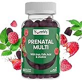 YumVs Prenatal Gummies for Women - Prenatal Vitamins for Women with Folic Acid, Iron & Choline - Vegetarian & Kosher Pregnancy Vitamins - Womens Prenatal Multivitamin with A C D3 E B6 B12 (60 Count)