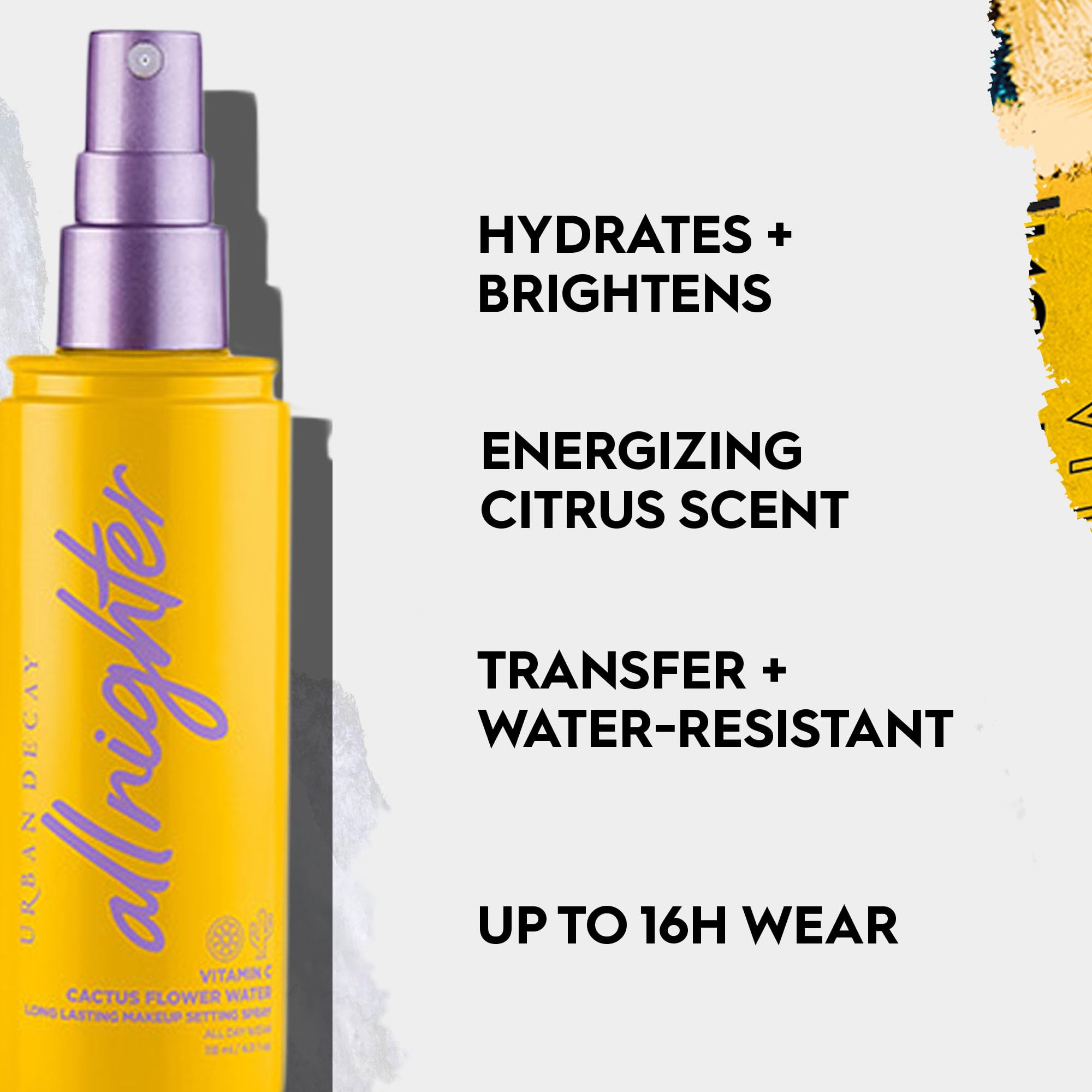 URBAN DECAY All Nighter Vitamin C Hydrating Makeup Setting Spray for Face, Transfer-Resistant, Waterproof, 16 HR Wear, with Vitamin C & Cactus Flower Water, Illuminated Finish, for Dry Skin, Vegan